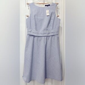 Brooks Brothers Seersucker Blue White Sleeveless Lined Dress Size 10 P